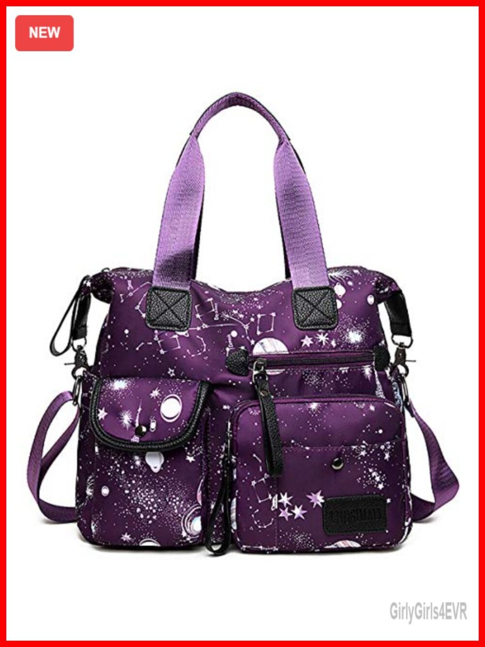 Nylon Tote Bag Multi Pockets Shoulder Handbag Nurse Work Purse Satchel